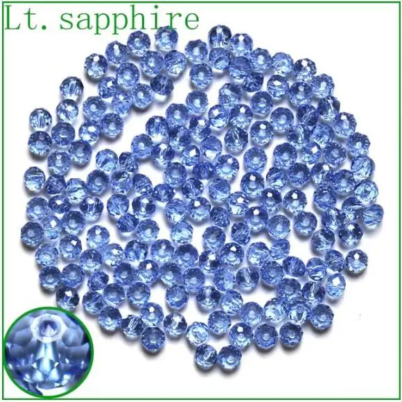 lt sapphire Чешский бисер Rondelle, 200 шт./лот, 3x4 мм, граненый кристалл, сделай сам, ювелирное изделие, граненый 5040 стеклянный бисер, разделитель - Цвет: lt sapphire