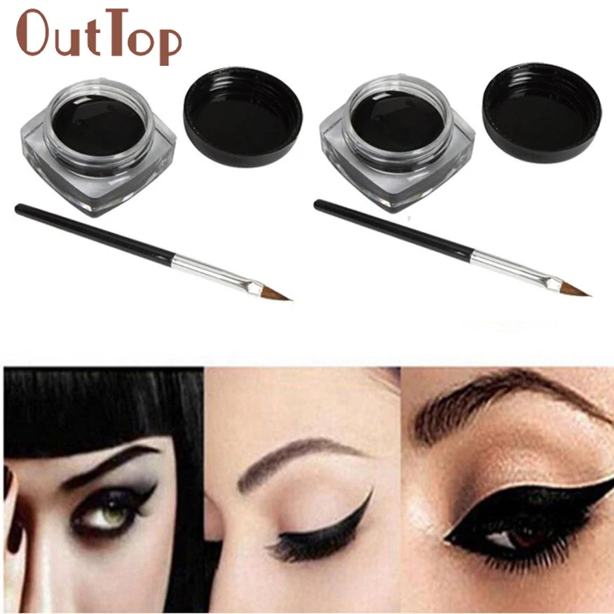 2 шт. мини-подводка для глаз гелевый крем с Кисть ПК Косметика Black Life Водостойкая