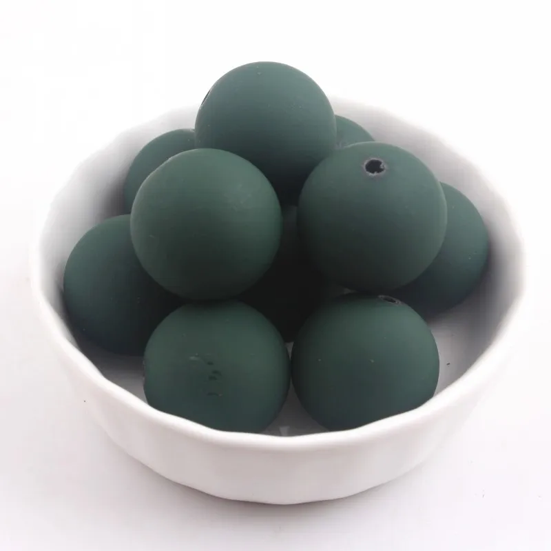navy green Kwoi Vita Новая мода оптовые ювелирные изделия акриловые резиновые бусины для детей толстое ожерелье из бус решений 12 мм 20 - Цвет: navy green