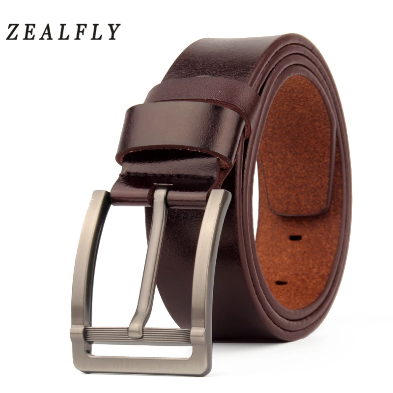 Мужские Винтажные ремни из натуральной кожи с пряжкой и кольцом мужские высокого