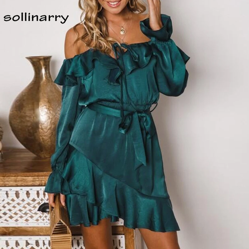 Sollinarry/однотонные вечерние платья с длинными рукавами и оборками винтажное