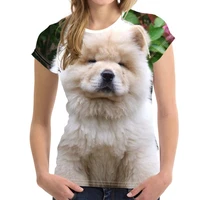 lovely puppy chow dog print summer t shirts women harajuku animal design female short clothing tees casual t shirts