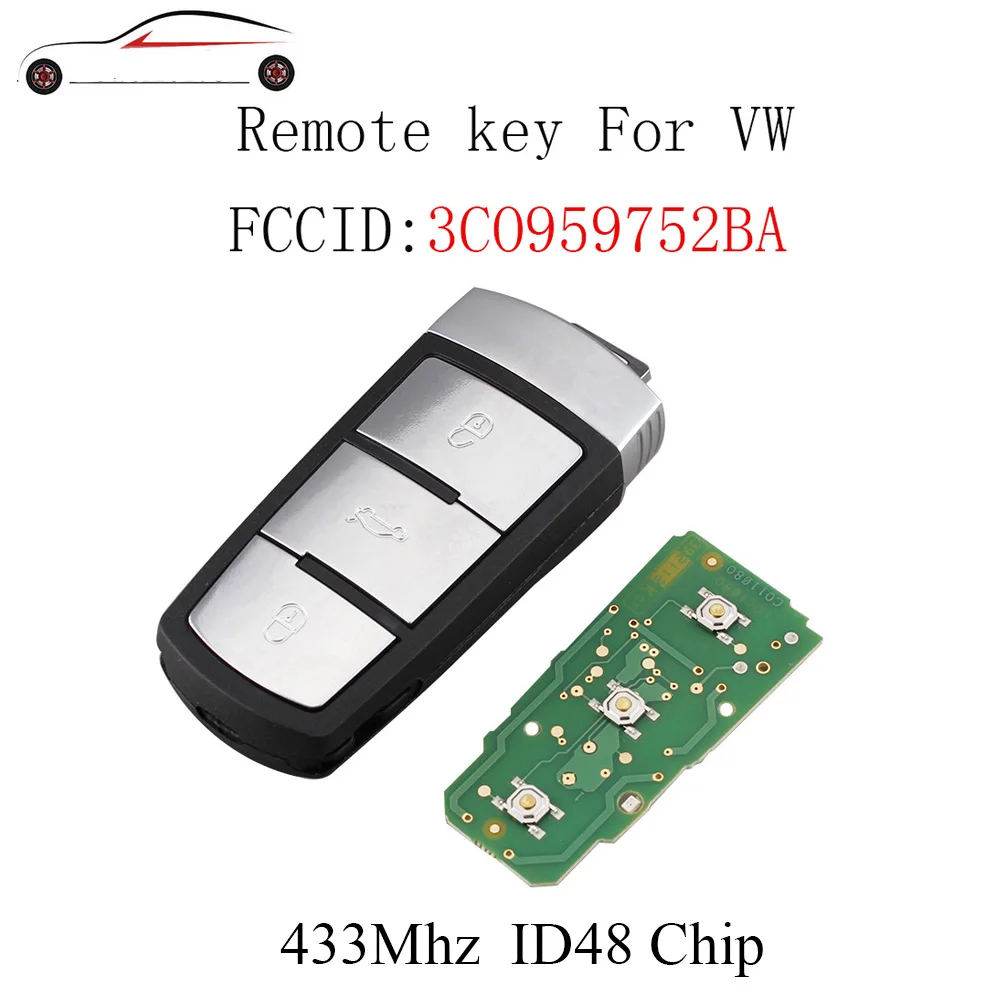 Горбин 3 кнопки 433 Мгц дистанционный ключ для VW VOLKSWAGEN PASSAT CC MAGOTAN 3C0959752BA 2007 2015
