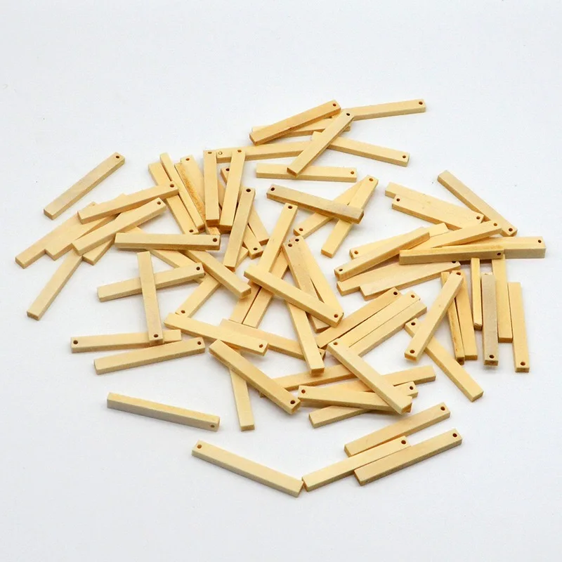

50pcs nature wood color strip rectangle wood earring diy crafts