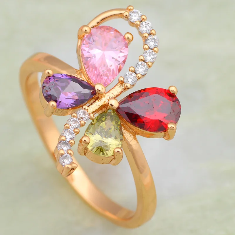 Новинка Лидер продаж Jewellery циркония кольца для девочек желтое золото разных