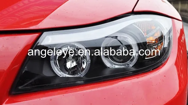 Передняя фара для BMW E90 318i 320i 2005 2008 светодиодные глаза ангела с объективом