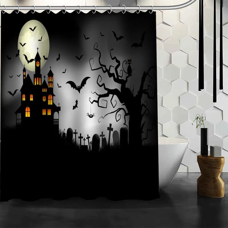 

Happy Halloween Shower Curtain High Quality Bathroom product Personalized Custom Fabric Bath Curtain