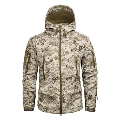 Зимний мужской военный Камуфляжный жакет флисовое Пальто Военная тактическая куртка ветровка охотничья одежда водонепроницаемая ветровка из мягкой ткани - Color: Desert camo