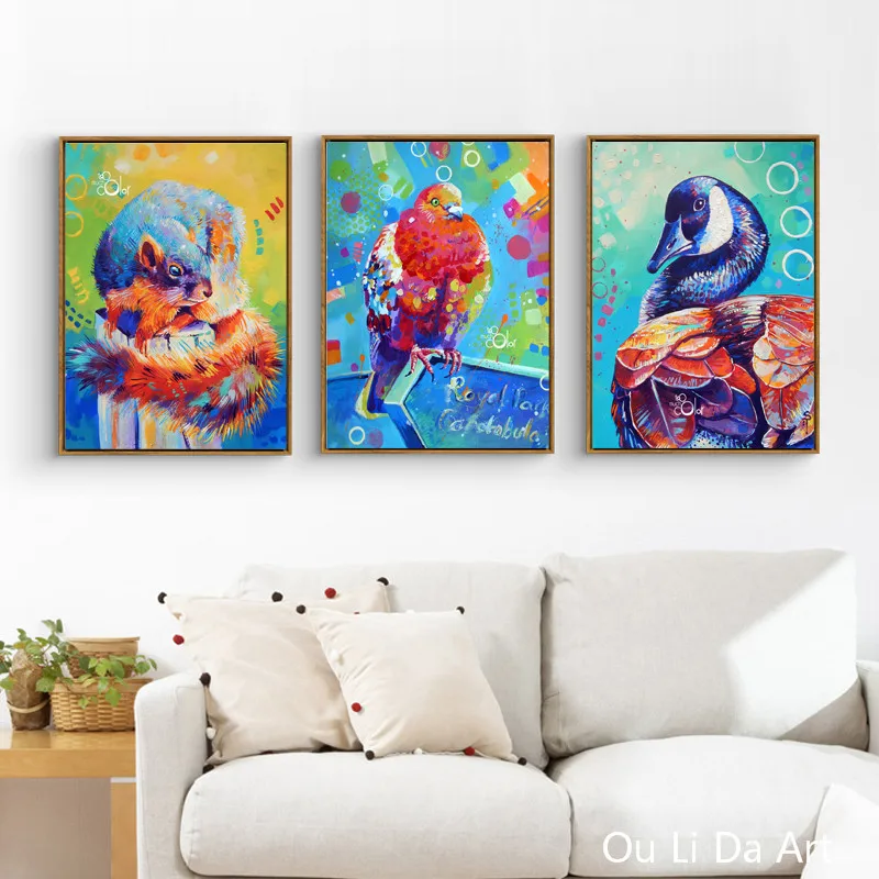 Без рамки изображение животных красочная сова лебедь обезьяна печать картина