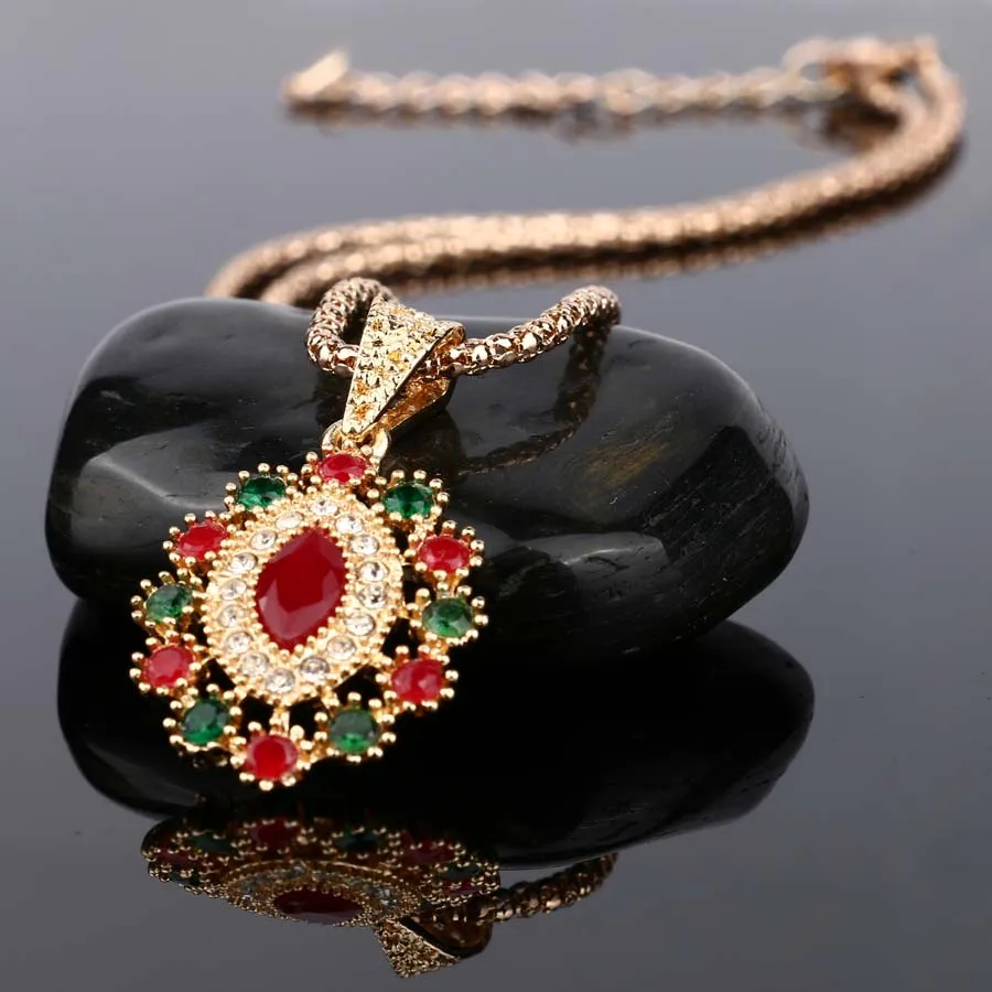 Лидер продаж 2017 набор индийских ювелирных изделий ожерелье и серьги с красными