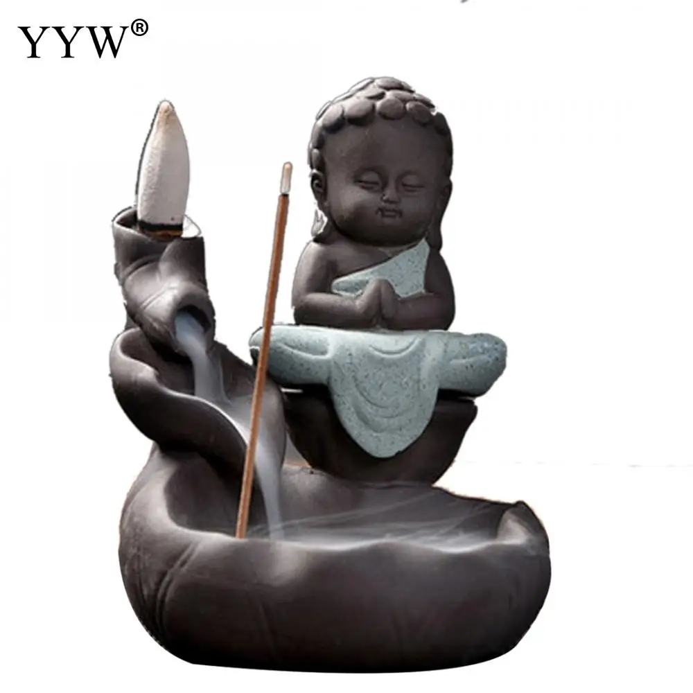 

Smart Monk Incense Burner Backflow Waterfall Censer Durable Incense Stick Burner Zen Creative Decoration Use In Home Office Yoga