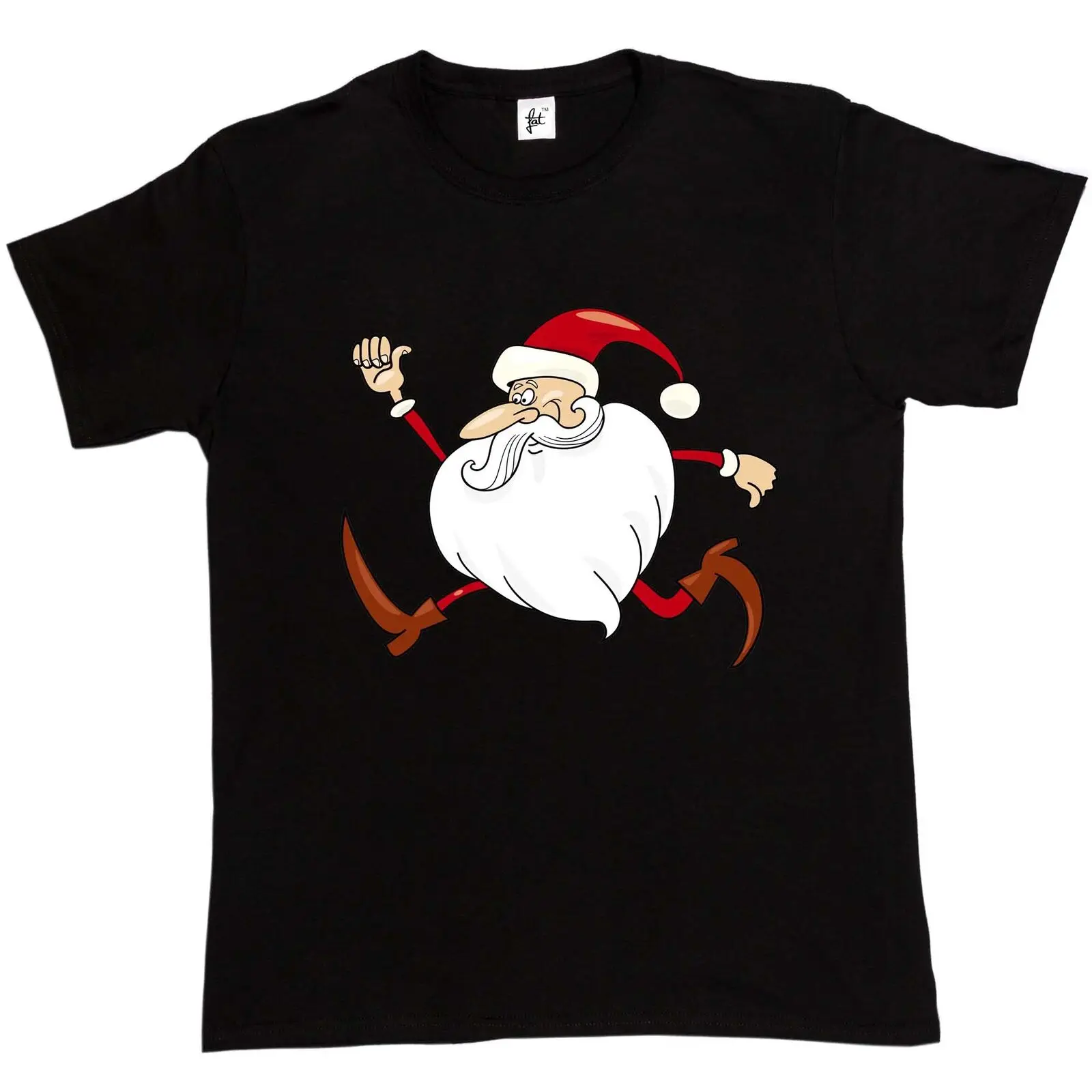 Санта бег на Рождество мужские T Shirt2019 модный бренд 100% хлопок печатных Круглый