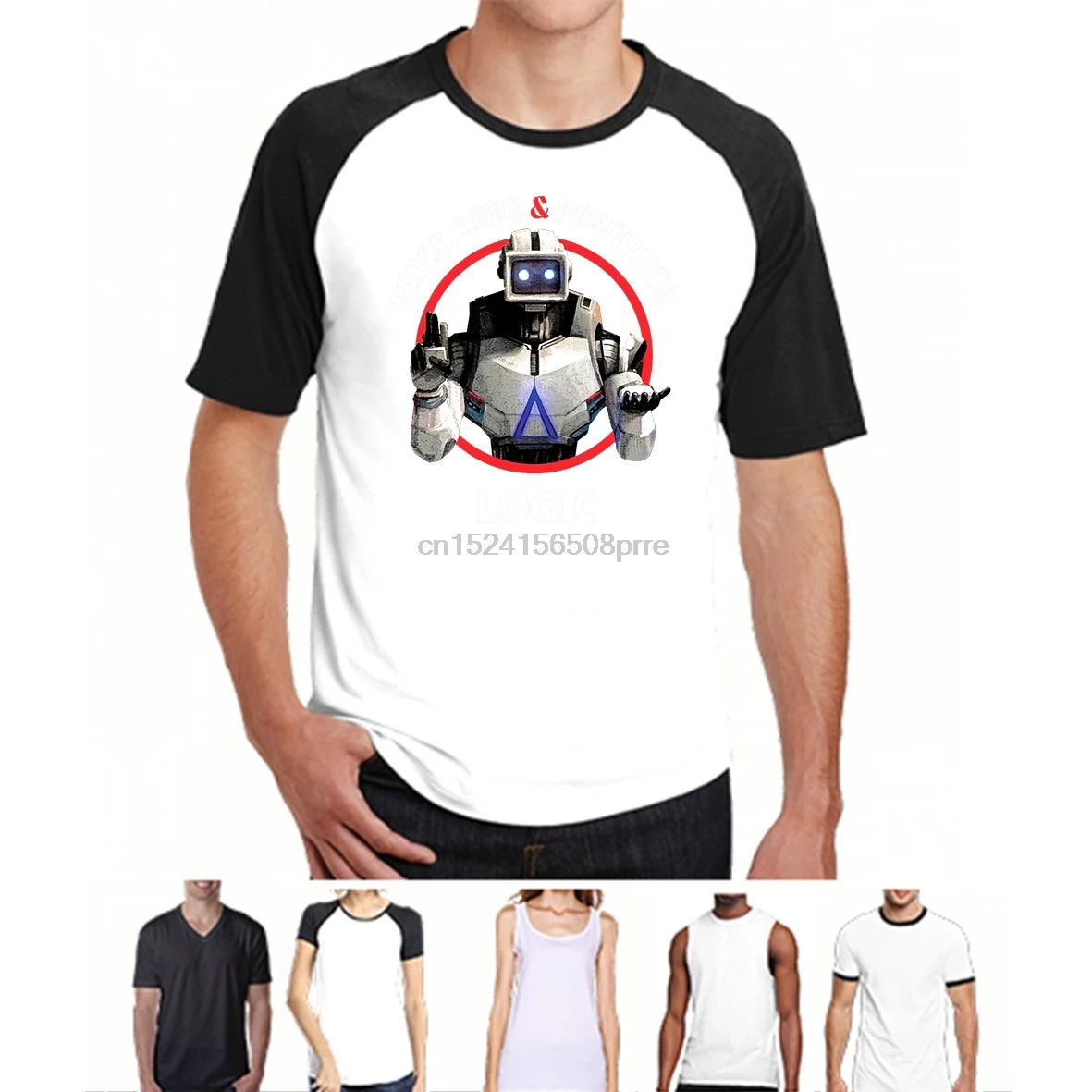 Модная мужская футболка LOGIC PEACE LOVE posivity ROBOT Футболка Мужская хлопковая Забавные