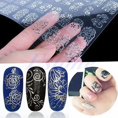 108 шт. 3D Серебро Наклейка Стикер ногтя DIY декоративные штамповка Маникюр SL |