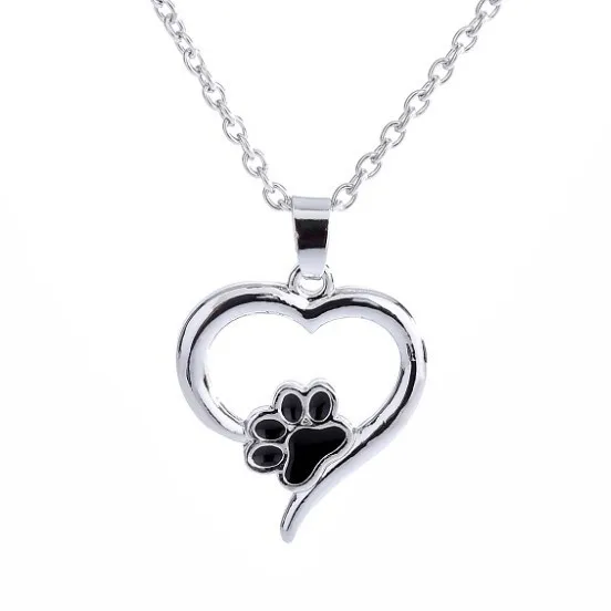 Pet Memorial jewerly cat всегда в моем сердце Собака Любовник кошка сердце с отпечатками лап ожерелье любовник кулон животное Сувенирные ювелирные изделия