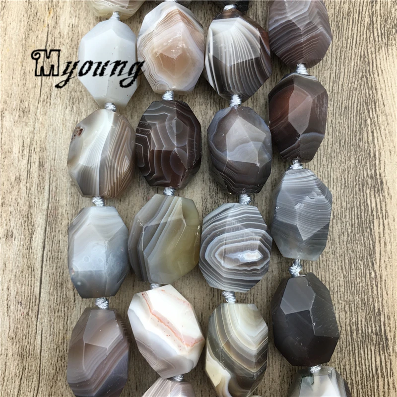 

Rough Faceted Brown Stripe Agates Quartz Nugget Beads,Natural Stone Space Pendnats Beads for Jewelry Making MY2023