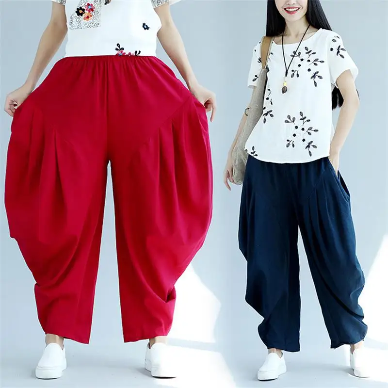 

Women's pants 2017 autumn new style casual shoes pants cotton trousers loose waist trousers wide leg pants harem pants women AL3