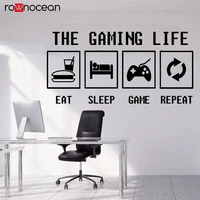 gifts for boys eat sleep game repeat controllers wall decal long design kids room wall vinyl sticker wall graphics 3087