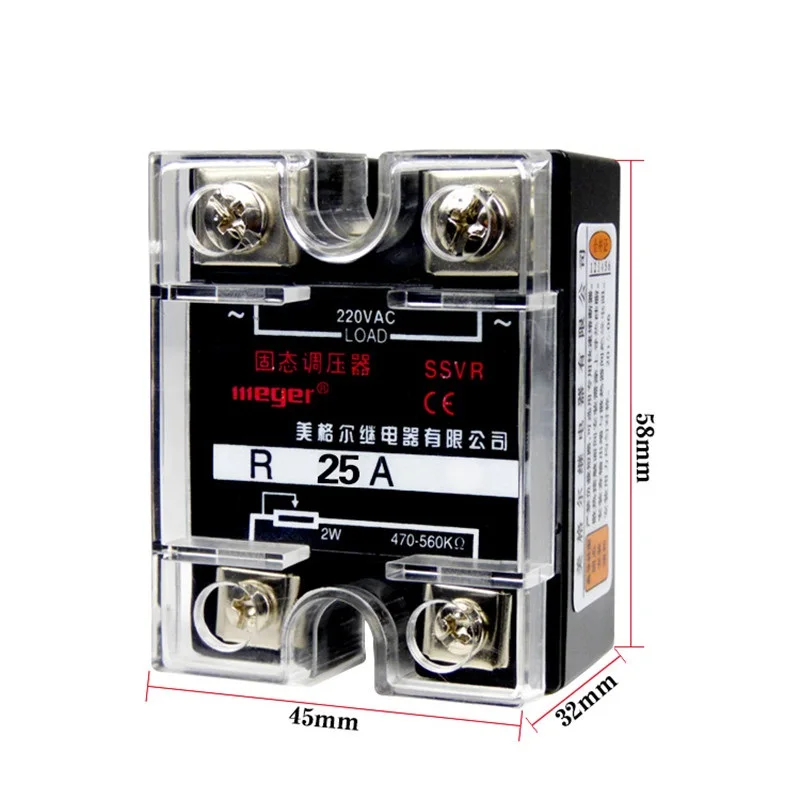 

5pcs/lot 220V AC Power Supply Single Phase Solid State Voltage Regulator SSVR 25A Resistance Value Voltage Regulator