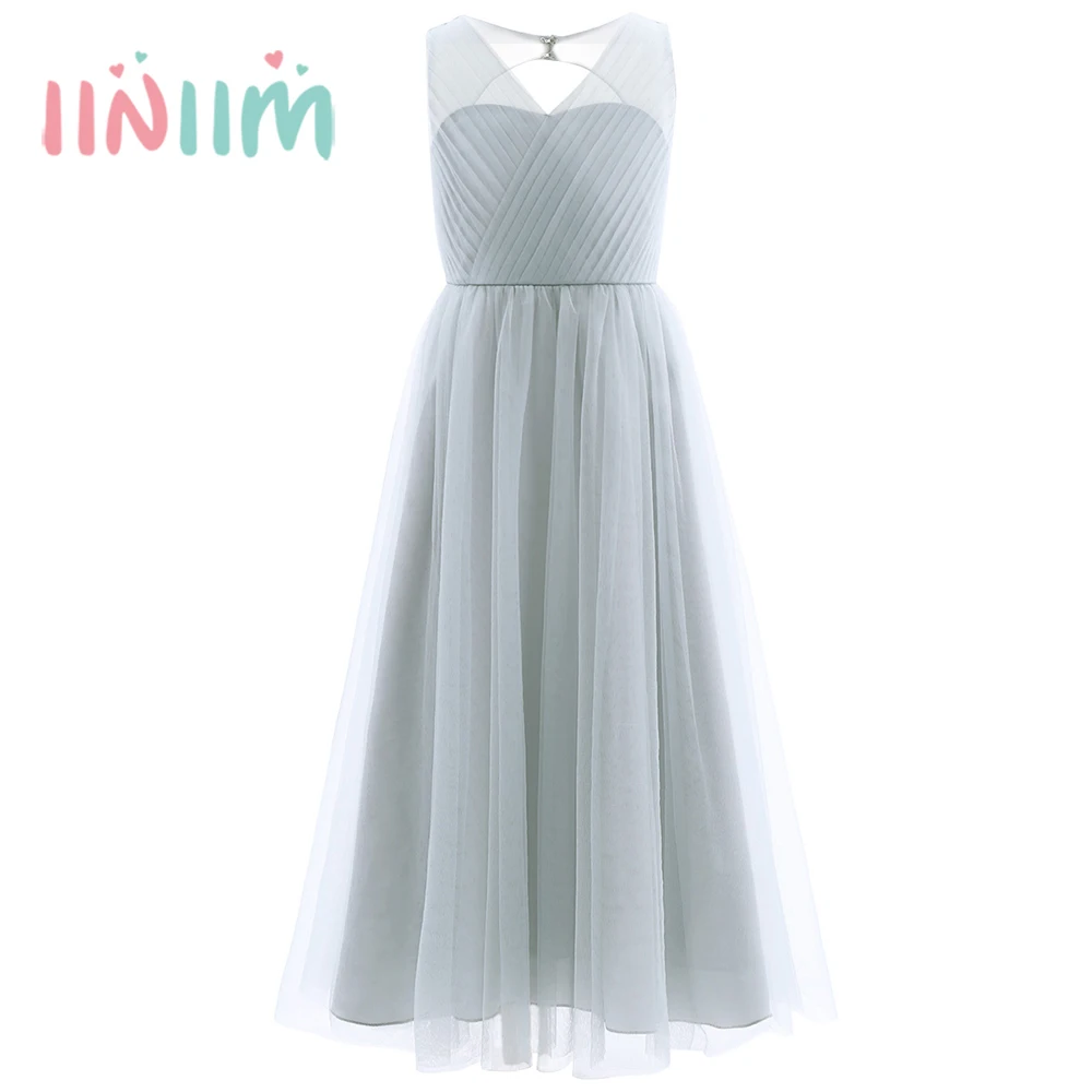 

iiniim White Flower Girl Lace Dress Pageant Wedding Bridal Dress Children Bridesmaid Toddler Elegant Summer Princess Tulle Dress