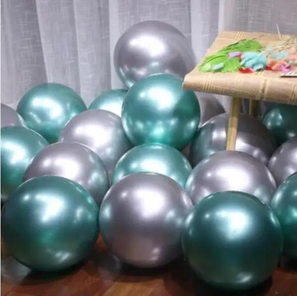 green silver 15 шт., 12 дюймов, 10 дюймов, золотые, серебряные, розовые металлические латексные шарики для свадебного украшения, матовые гелиевые шарики, украшение для дня рождения, для взрослых - Цвет: green silver