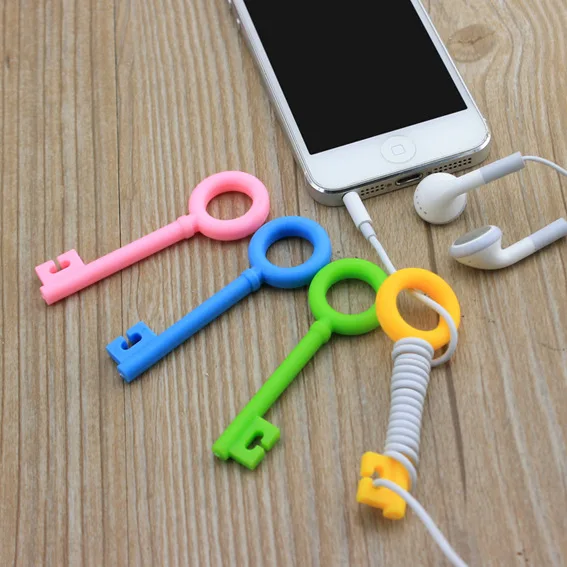 

100pcs/lot Wholesale Cute key Cable Winder Clip Earphone Winder Earbud Silicone Cable Cord Holder Roma Buckle Type Free ship