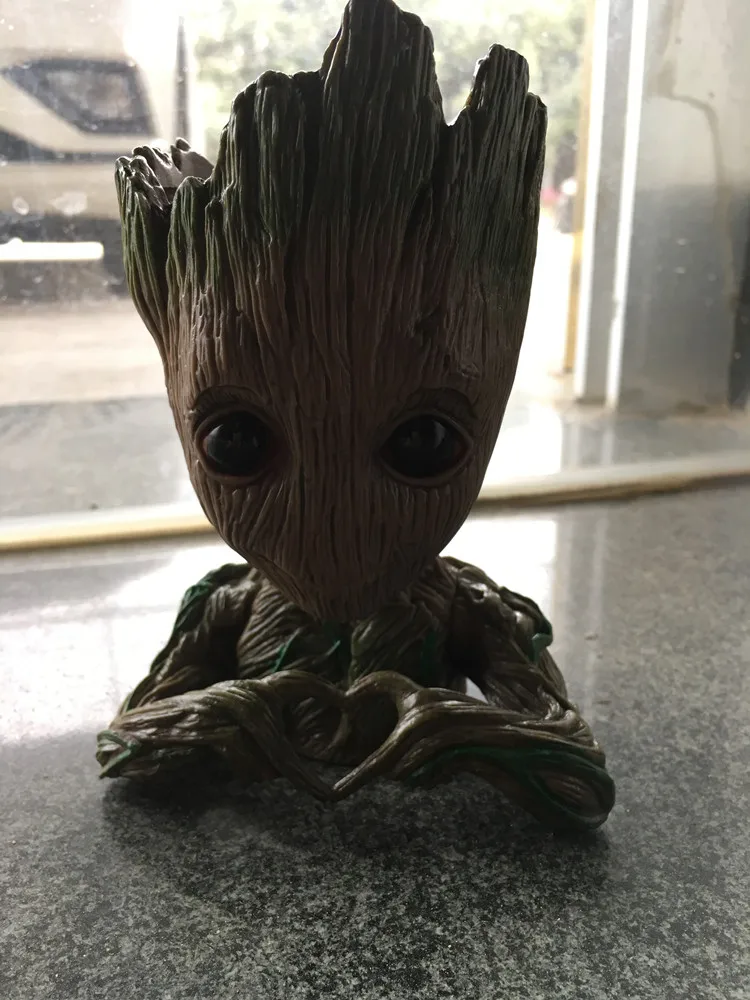GROOTTED мультфильм 3D дерево человек детские горшок милые игрушки Мини пенал ПВХ герой Железный человек модель автомобиля украшения офиса подарки