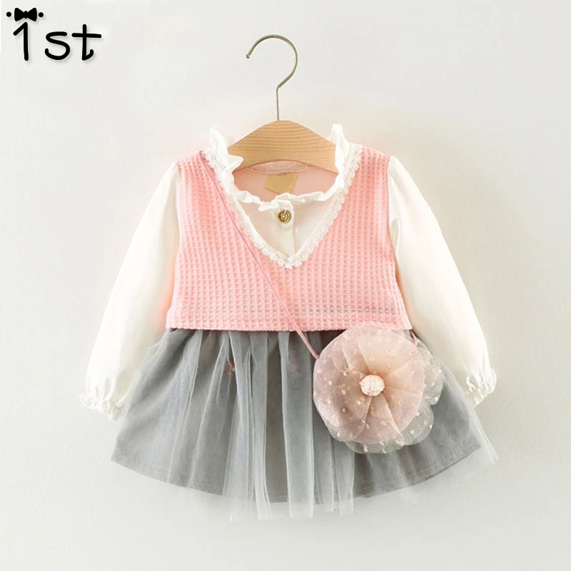 Новинка 2017 года весенне-осеннее Сетчатое платье с длинными рукавами и кружевным