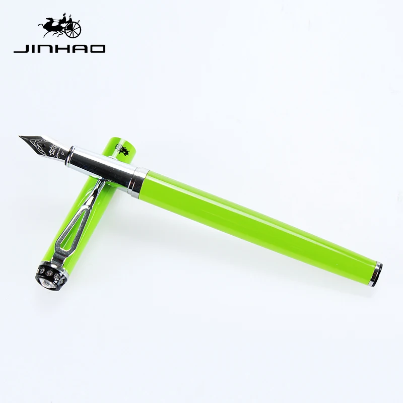 Jinhao 301 Высококачественная авторучка с 0,5 мм перьевым наконечником, роскошная шапка с бриллиантом, чернильные ручки, офисные принадлежности