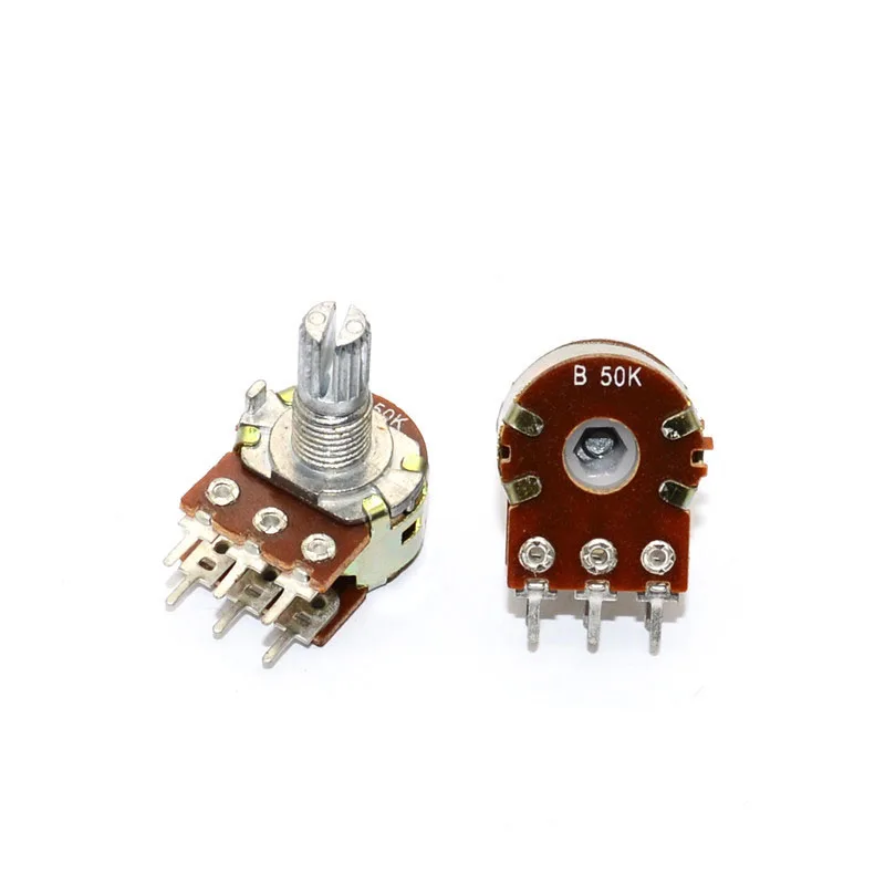5PCS WH148 1K 2K 5K 10K 20K 50K 100K 250K 500K ohm Linear Dual Rotary Potentiometer 15mm Shaft With Nuts And Washers 6Pin | Обустройство