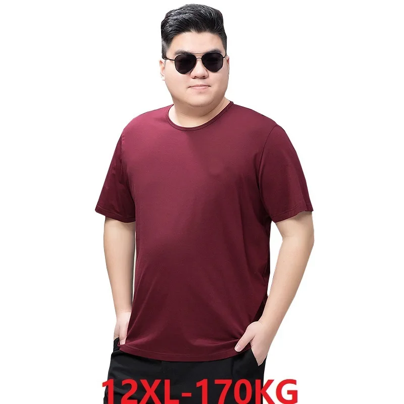 

summer men Breathable t-shirts short sleeve soft cotton tees large size big 9XL 10XL 11XL 12XL father oversize loose free tops