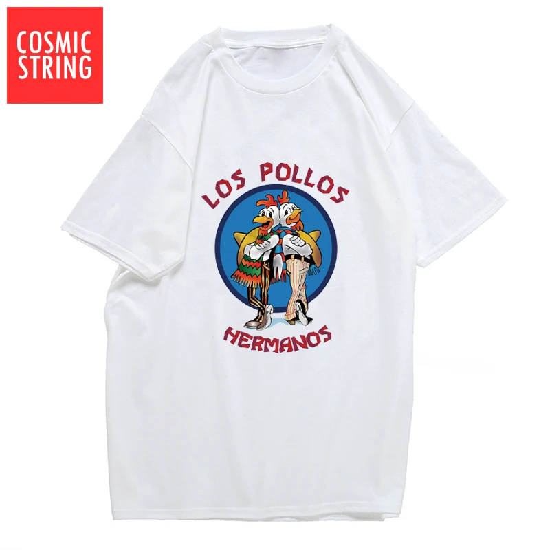 BLO0111AT-BS COSMIC STRING/Мужская модная футболка с надписью «Breaking Bad», LOS POLLOS Hermanos, футболка с короткими рукавами с изображением братьев куриц, хипстерские Топы - Цвет: BLO0111AT-BS