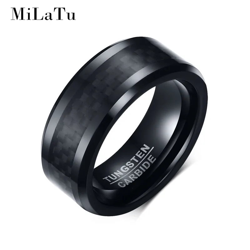 

Men Tungsten Carbide Ring 8mm Wide Men Carbon Fiber Ring Wedding Bands Men Jewelry Gift Wholesale Dropship R502G