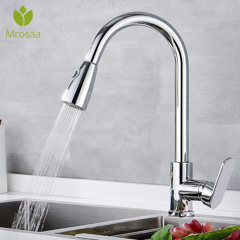 NEW Brushed Nickel Mixer Faucet Single Hole Pull Out Spout Kitchen Sink Tap Stream Sprayer Head Chrome/Black | Обустройство дома