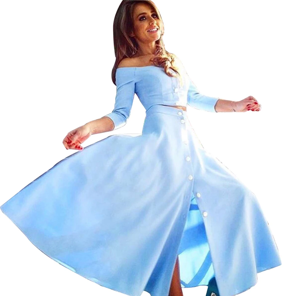 Осенний комплект из двух предметов платье сексуальное с открытыми плечами три