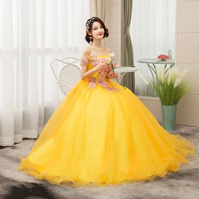 Quinceanera/платья Новинка 2021 года Золотые кружевные платья с открытыми плечами 15 Anos