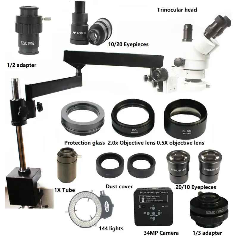 Simul Focal 3.5X 7X 45X 90X 180X Тринокулярный Стерео шарнирный зажим микроскоп 34MP HDMI USB