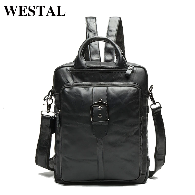WESTAL натуральная кожа мужской рюкзак мужчины рюкзаки мужские сумка мода