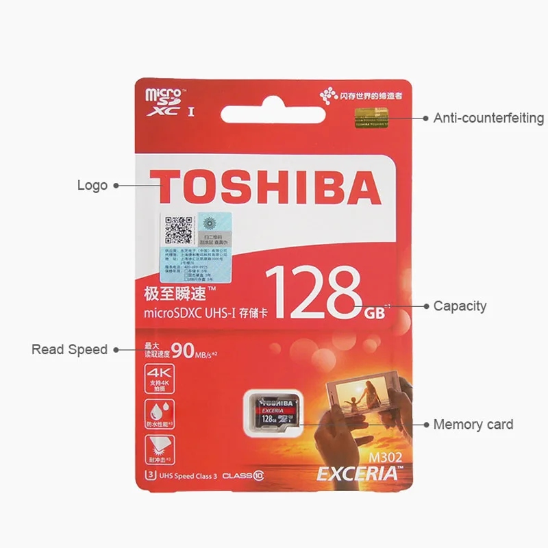 TOSHIBA U3 карты памяти 128 ГБ 64 SDXC макс до 90 МБ/с. Micro SD SDHC I 32 16 г U1 Class10 с посылка