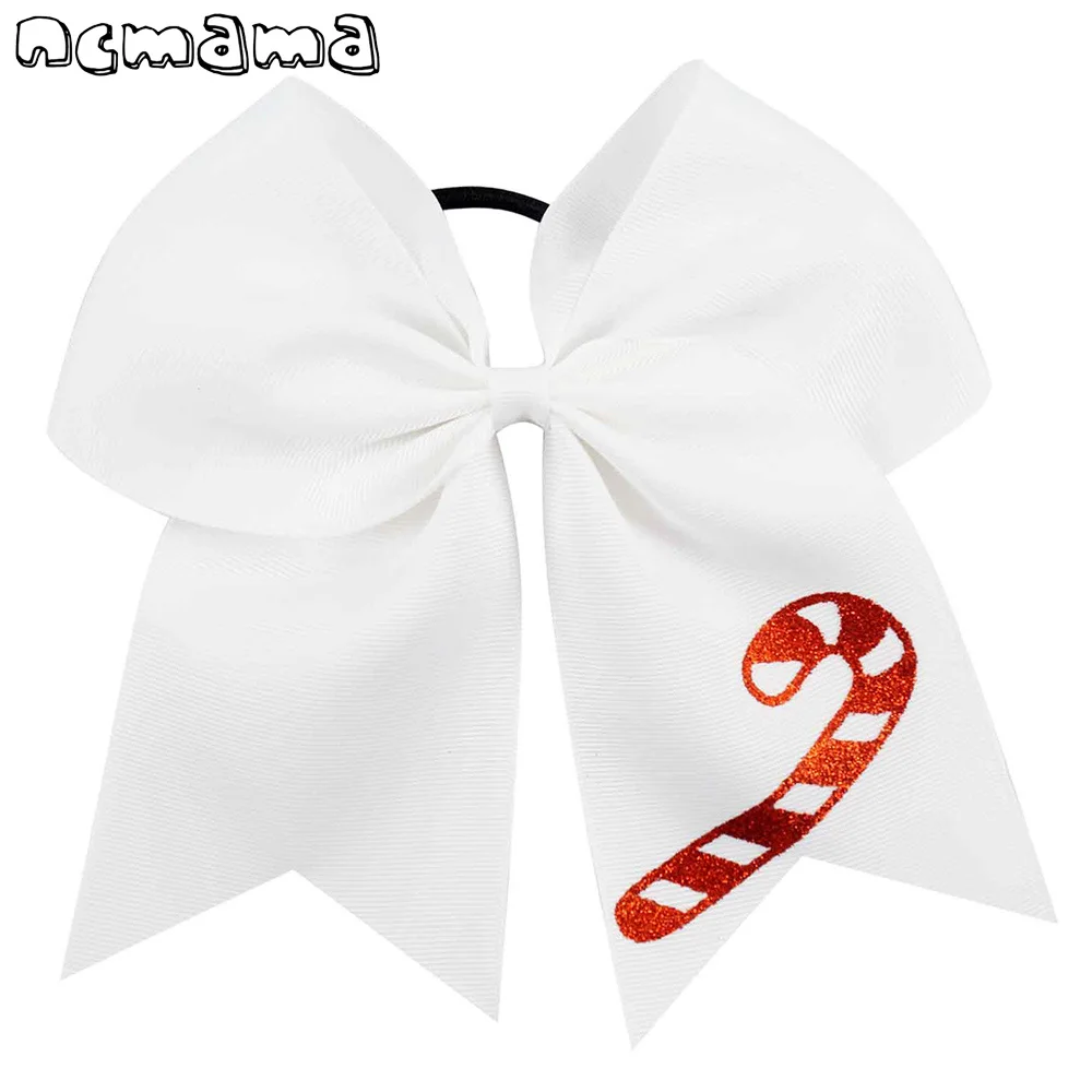Детские резинки для волос с большим рождественским бантом 7 дюймов белые и
