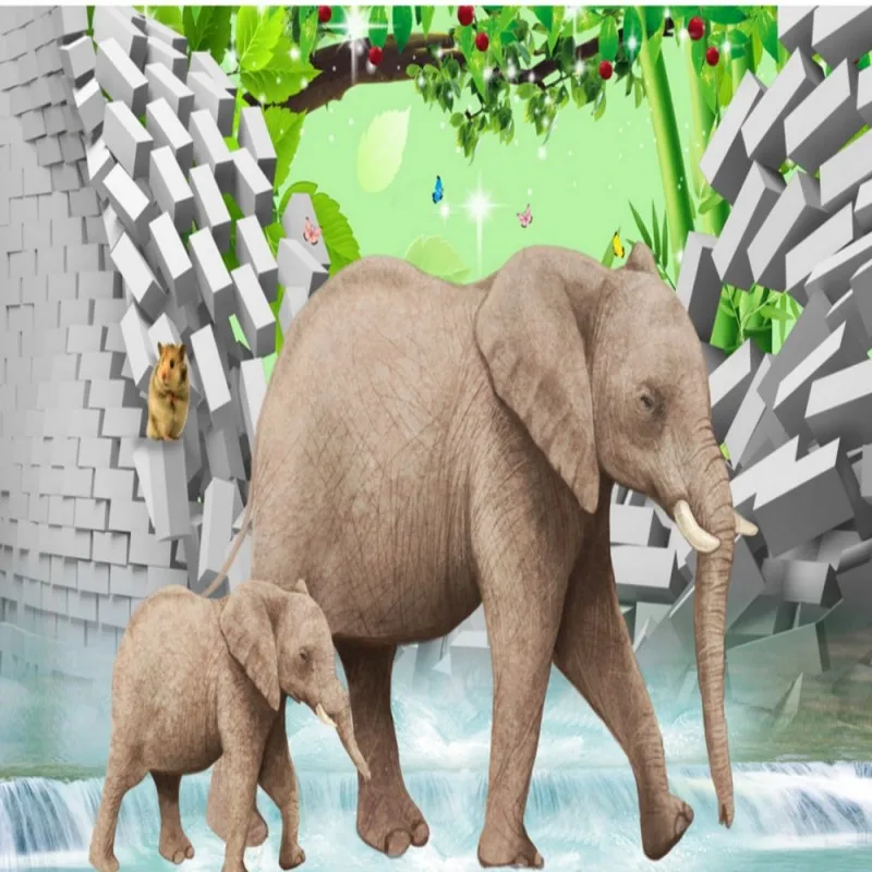

Dropshipping Fatman Kids Wallpaper Wall Mural Lucky Fortune Elephant Background Wall Painting Living Room Papel Mural Infantil