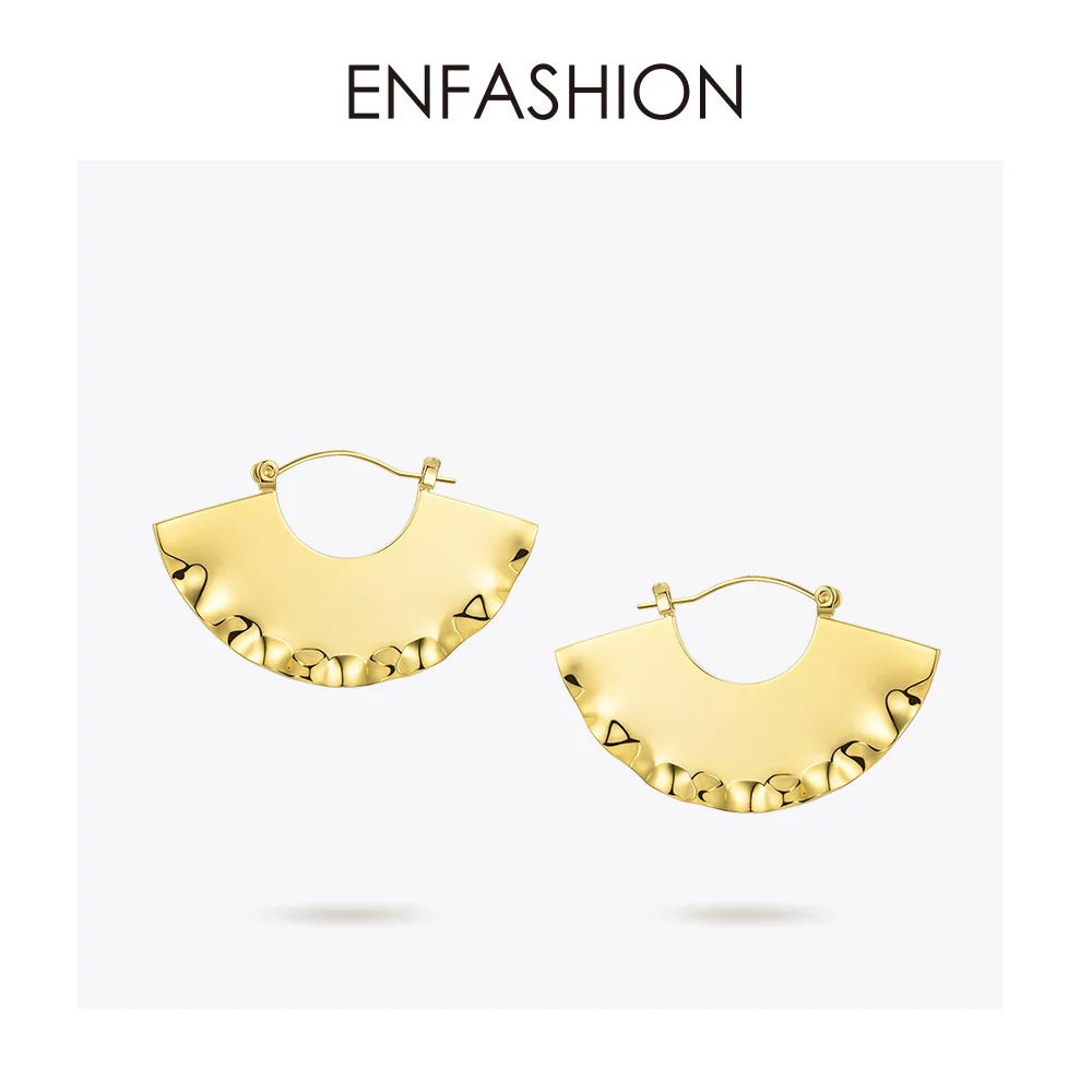 ENFASHION Fan геометрические Висячие серьги для женщин золотого цвета кривые большие висячие серьги Модные ювелирные изделия пендиентс Abanico EC191037