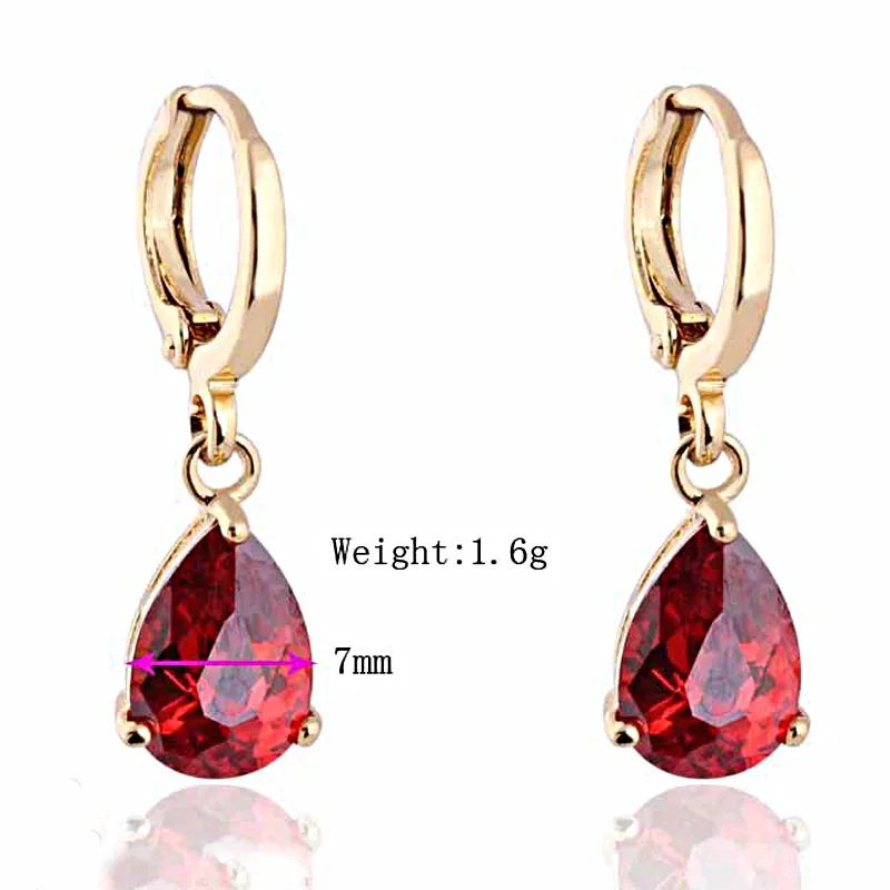 Top Mix Color Cubic Zirconia Gold P Water Drop Earrings for Women Wedding Engagement Jewelry White Red Purple Green A1286 | Украшения и