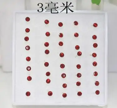 3mm red WLP7/10/20/40 шт./комплект серьги!, дешевые женские серьги с кристаллами, милые маленькие пластиковые серьги-гвоздики - Окраска металла: 3mm red
