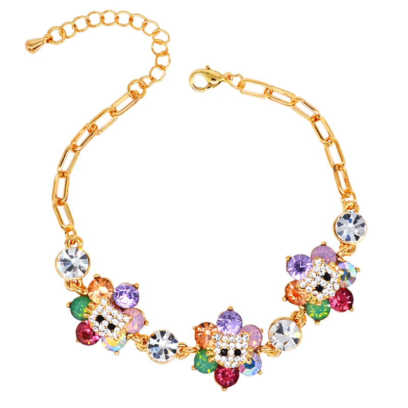 Многоцветный браслет W235 с кристаллами в виде кота для женщин, роскошные браслеты ювелирных изделий оптом, новые золотые дизайны для свадебного подарка.
