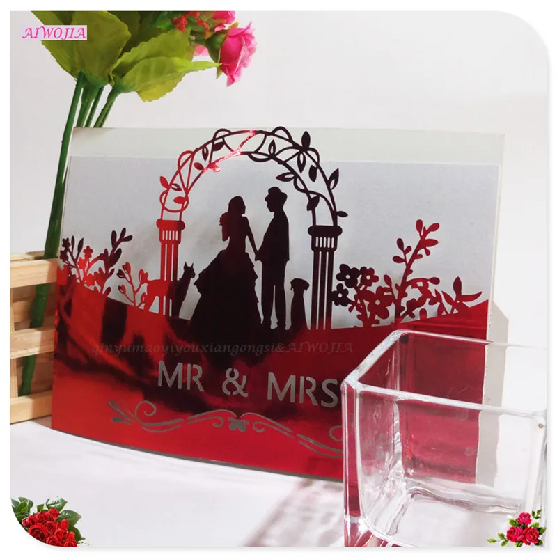 Sky ElinaFashion 10 шт. 12*18 см MR &amp MRS Лазерная вырезка приглашения для свадьбы девичника