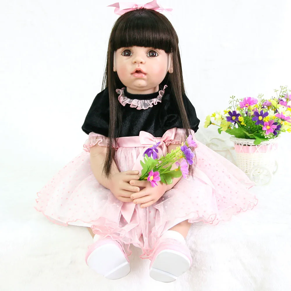 toy bebe girl reborn fake newborn babies soft 3/4 silicone dolls for children beautiful birthday gift bonecas brinquedo menina | Игрушки и