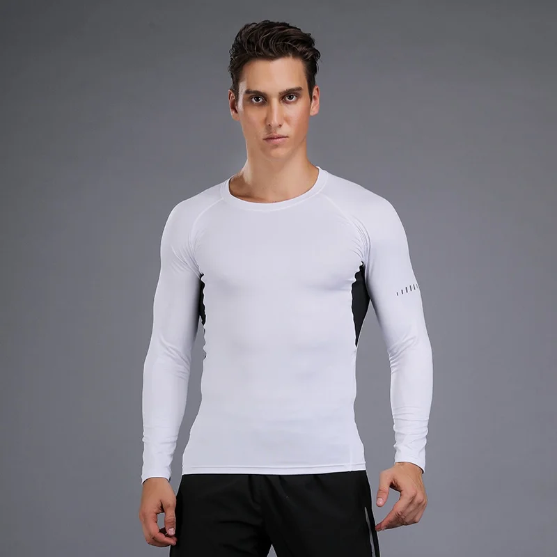 long sleeves sports Футболки с 3D принтом, Мужская компрессионная рубашка, быстросохнущая, дышащая, для бега, с длинным рукавом, облегающая, топ, Мужская футболка, Кроссфит - Цвет: long sleeves sports