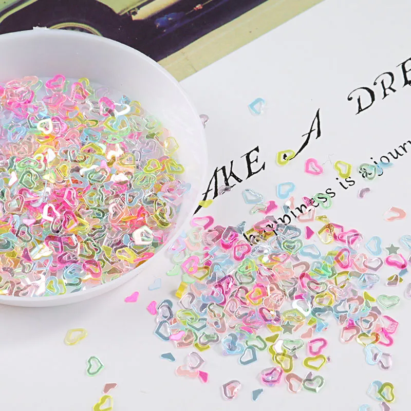 Multi Цвет Кристалл Блестки корабль 4 мм полые сердце блестками пайетками ногтей