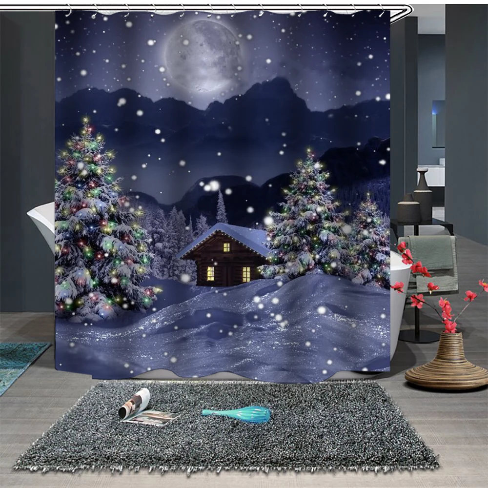 Рождественский Санта Клаус Печать Водонепроницаемая занавеска для душа